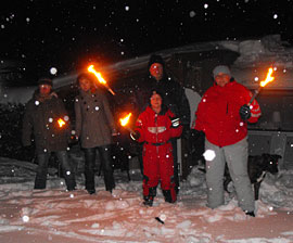 Verschneite Stellplätze auf der Tromm im Winter